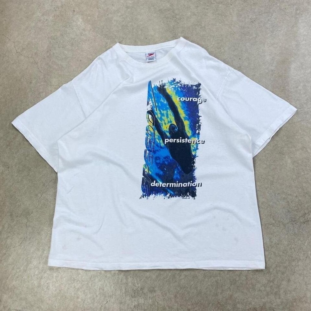 Vintage 90s Speedo Shirt Size XL White 1998 Swimming Diving